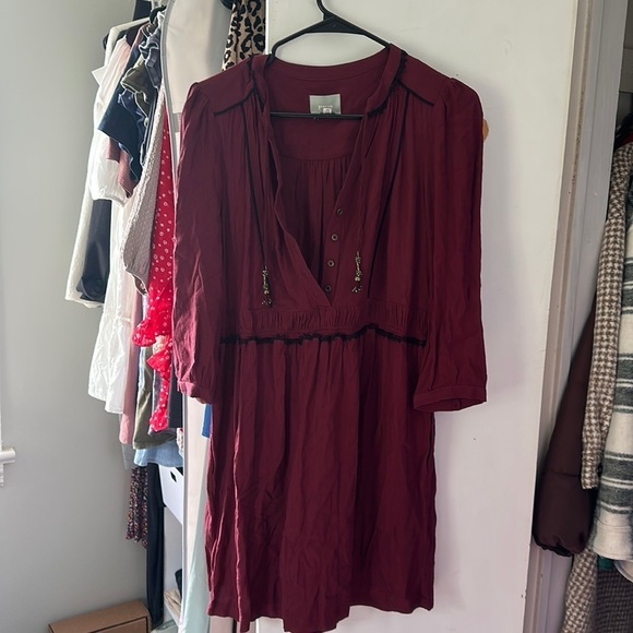 Anthropologie red long sleeve dress - Picture 2 of 6